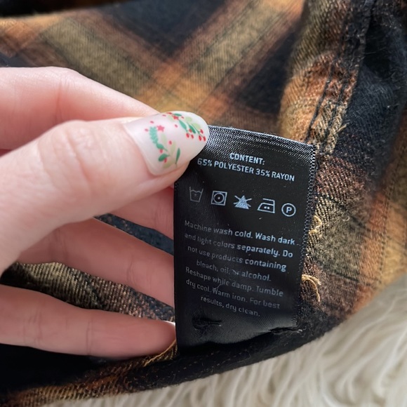 7 Diamonds Men's Orange Plaid Flannel - Picture 6 of 6